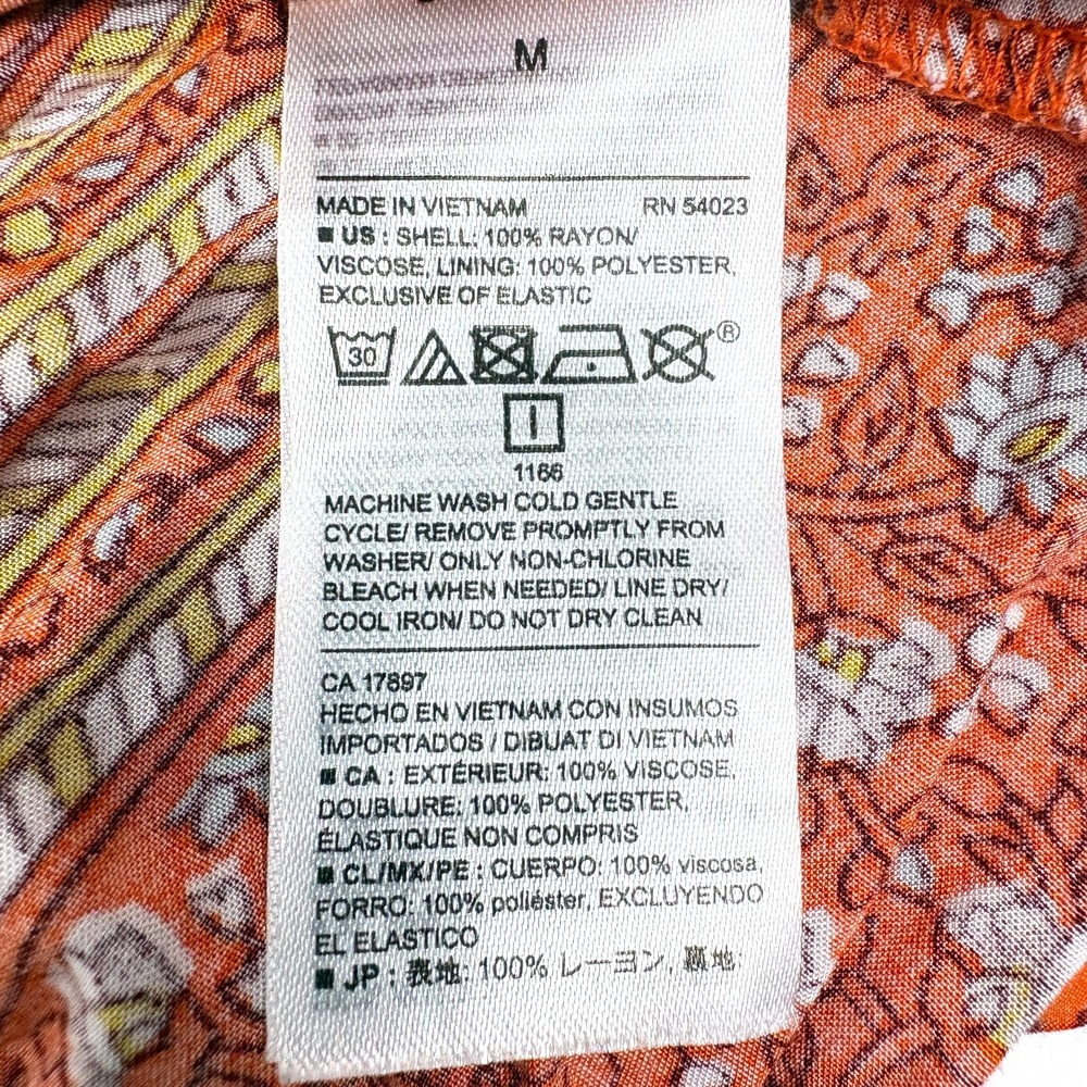 Old Navy Floral‎ Cami Mini Sun Dress Womens Sz M Orange Cottage Boho Pintuck - Picture 11 of 16
